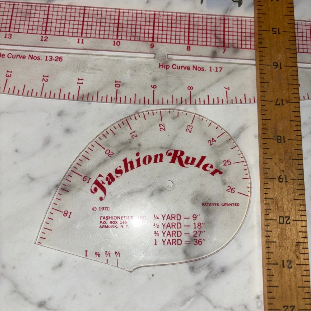 Vintage Sewing Tool Lot Dritz Ezy-Hem Pin-It Skirt Marker Fashion Ruler T-Square
